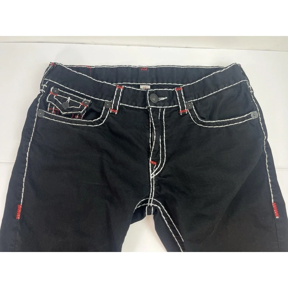 True Religion Dark Desire Jeans Men's Size 38 36x31 Black Red White Rope Stitch